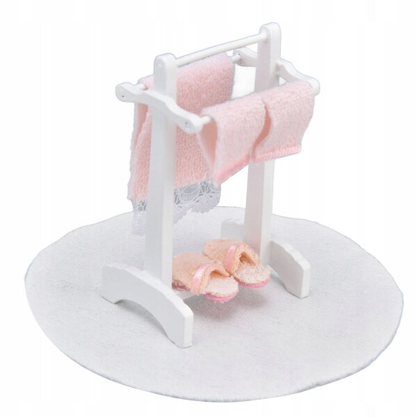 1:12 Miniatur-Zubehörset für Puppenhaus mit Teppich und Handtuchhalter