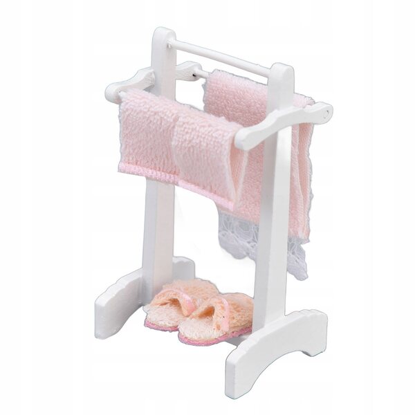 1:12 Miniatur-Zubehörset für Puppenhaus mit Teppich und Handtuchhalter