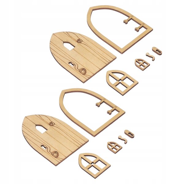 Set 2 porte e finestre in legno 1:12 per casetta delle bambole giardino rustico