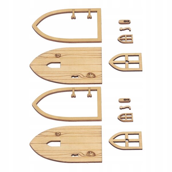 Set 2 porte e finestra in legno per casa delle bambole scala 1:12 giardino rustico