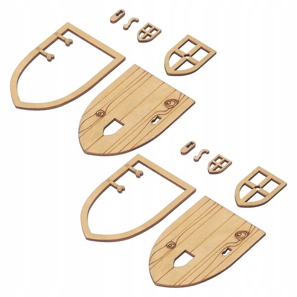 Set 2 porte e finestra in legno per casa delle bambole scala 1:12 giardino rustico