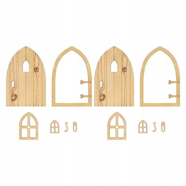 Set 2 porte e finestra in legno per casa delle bambole scala 1:12 giardino rustico