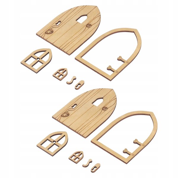 Set 2 porte e finestra in legno per casa delle bambole scala 1:12 giardino rustico