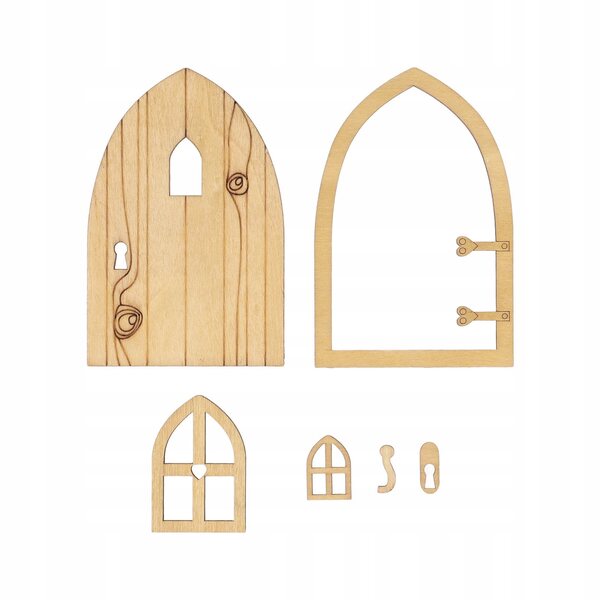 Set 2 porte e finestra in legno per casa delle bambole scala 1:12 giardino rustico