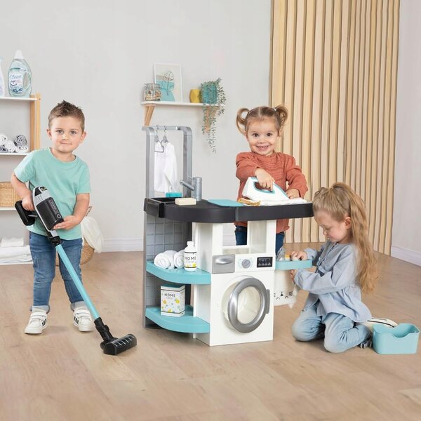 Myjnia 3 in 1 per bambini con suoni, aspirapolvere, ferro da stiro e 17 accessori