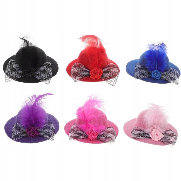 Set 6 Mini Cappelli per Bambole in Tessuto Resistente e Colorato
