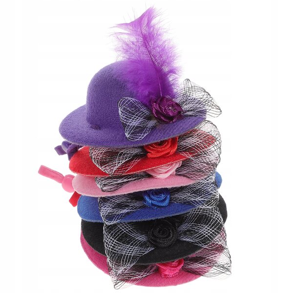 Set 6 Mini Cappelli per Bambole in Tessuto Resistente e Colorato