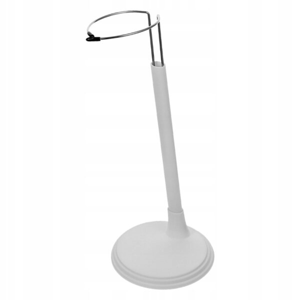 Supporto in plastica bianco per esposizione bambole resistente e decorativo