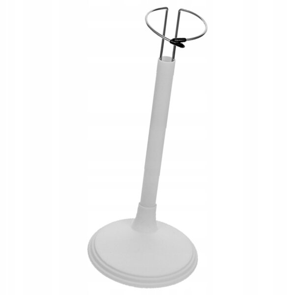Supporto in plastica bianco per esposizione bambole resistente e decorativo