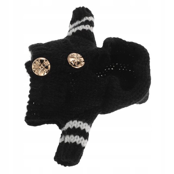 Maglione nero in morbido peluche per bambole e peluche con cappuccio e bottoni