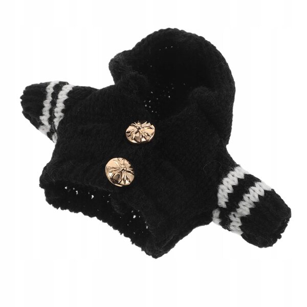 Maglione nero in morbido peluche per bambole e peluche con cappuccio e bottoni
