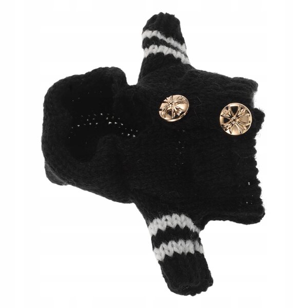 Maglione nero in morbido peluche per bambole e peluche con cappuccio e bottoni