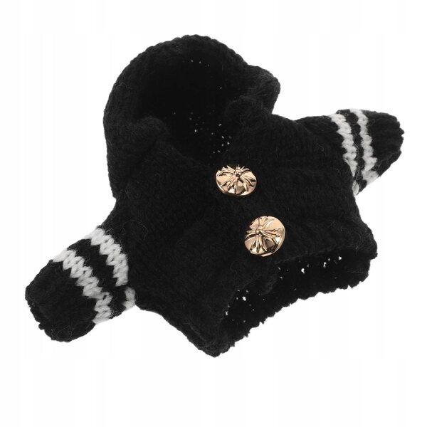 Maglione nero in morbido peluche per bambole e peluche con cappuccio e bottoni