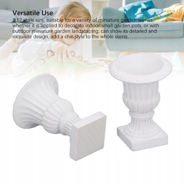 Set 2 Mini Pianteere Colonne Romane in Scala 1:12 per Giardino delle Bambole