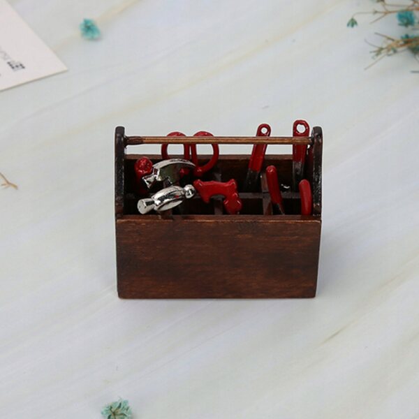 Miniatura Cassetta Porta Attrezzi in Legno per Case delle Bambole 1/12