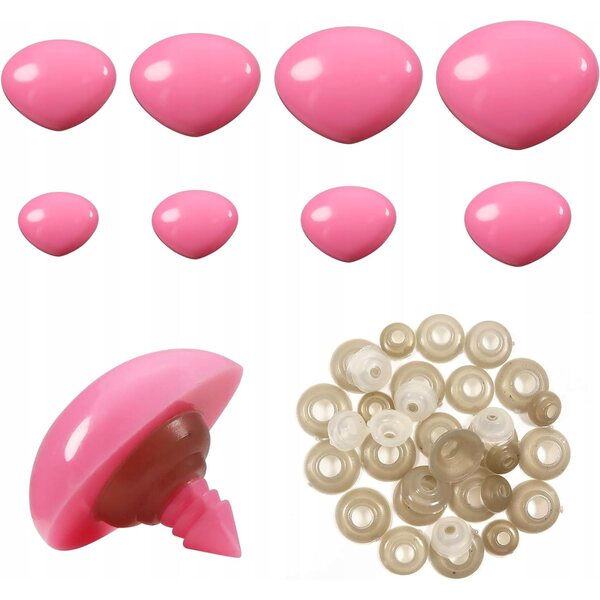 TOAOB Rosa dreieckige Puppennasen 9–29 mm mit Stützen – 33-teiliges Set