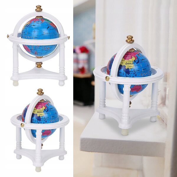 Mini Globo Decorativo per Casa delle Bambole Scala 1/12 in Legno e Plastica