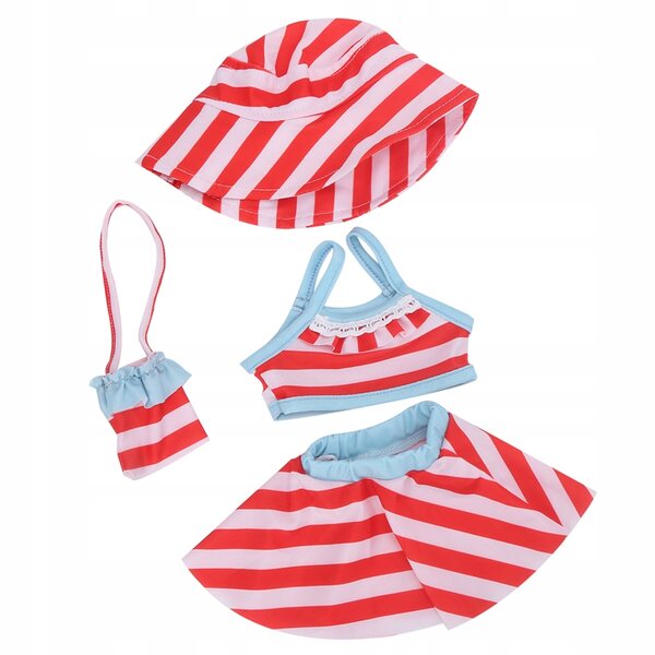Komplettes Kleidungsset für 18-Zoll-Puppen: Oberteil, Rock, Hut und Tasche