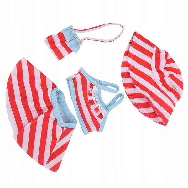 Komplettes Kleidungsset für 18-Zoll-Puppen: Oberteil, Rock, Hut und Tasche