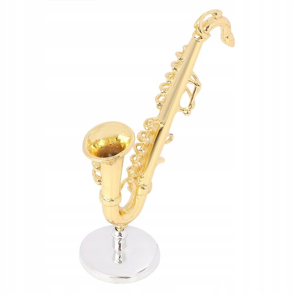 1:12 Mini-Saxophon aus Legierung für Puppenhaus, dekoratives Musikinstrument