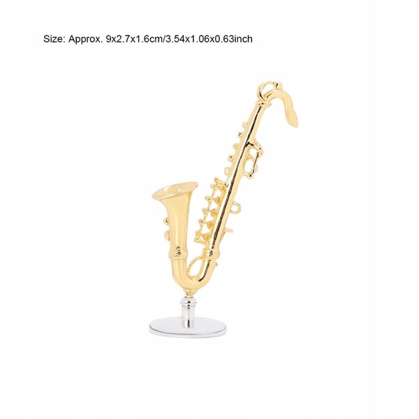 1:12 Mini-Saxophon aus Legierung für Puppenhaus, dekoratives Musikinstrument