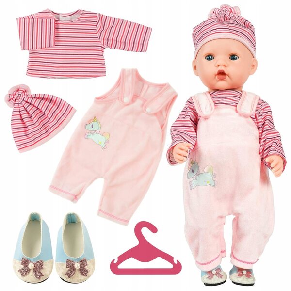 Set di Abiti Rosa per Bambole 35-45 cm - Blusa, Pantaloni, Cappello e Scarpe