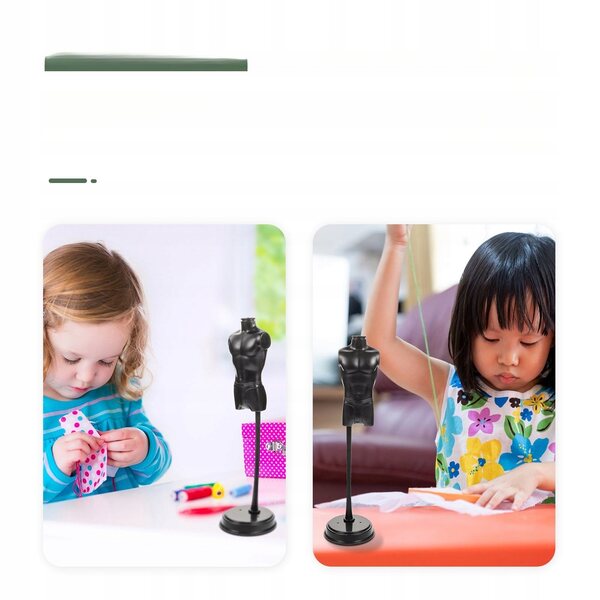 Set 3 espositori abbigliamento per bambole in plastica nera 29 cm