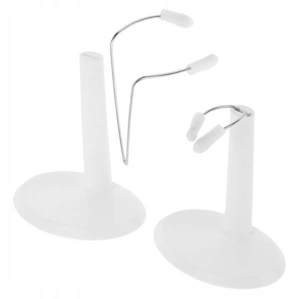 Set 2 supporti bianchi per bambole, base stabile in plastica versatile