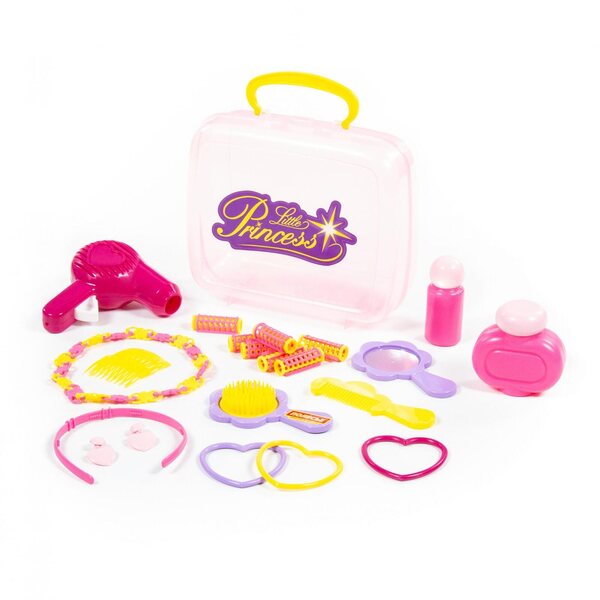 Prinzessinnen-Set für kleine Mädchen mit rosa Etui und Frisurenzubehör