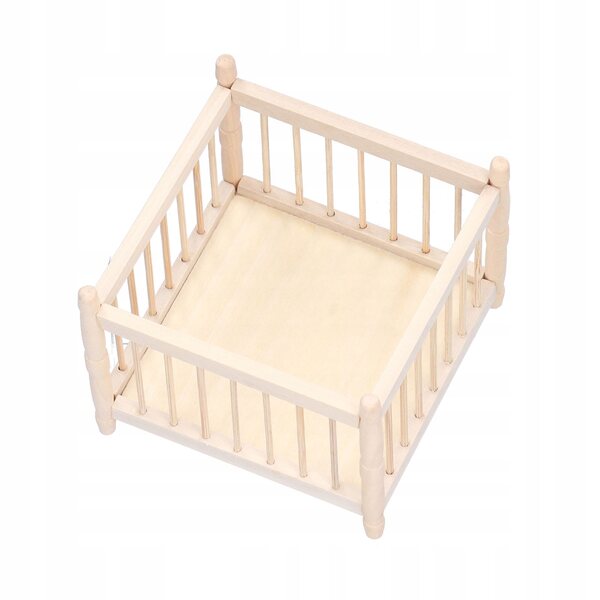 Puppenhaus 1:12 aus Holz: kompaktes und sicheres Schaukelbett für Puppen