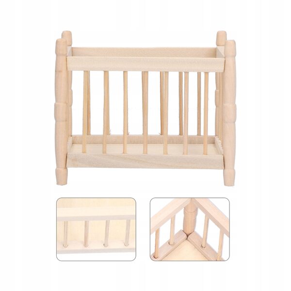 Puppenhaus 1:12 aus Holz: kompaktes und sicheres Schaukelbett für Puppen