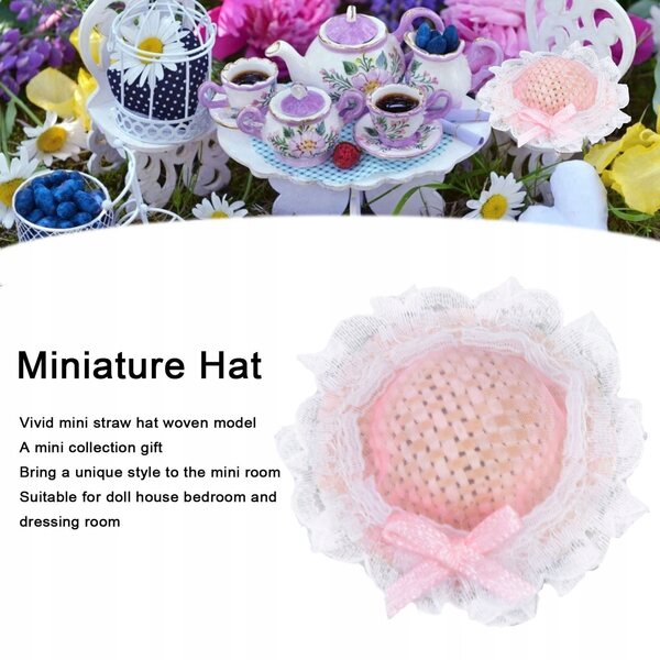 Mini cappello cilindro rosa in scala 1:12 per bambole e collezionismo