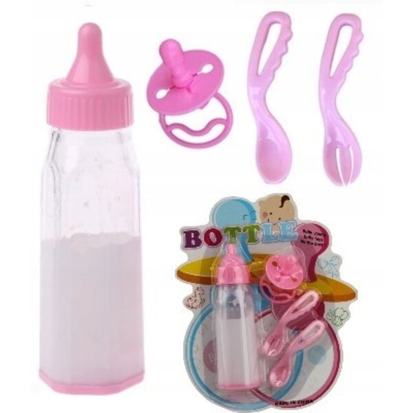 Set accessori per bambole con magica bottiglia latte che scompare e ciuccio