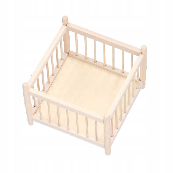 Letto 1:12 della casa delle bambole, culla in legno, sicura per il bambino