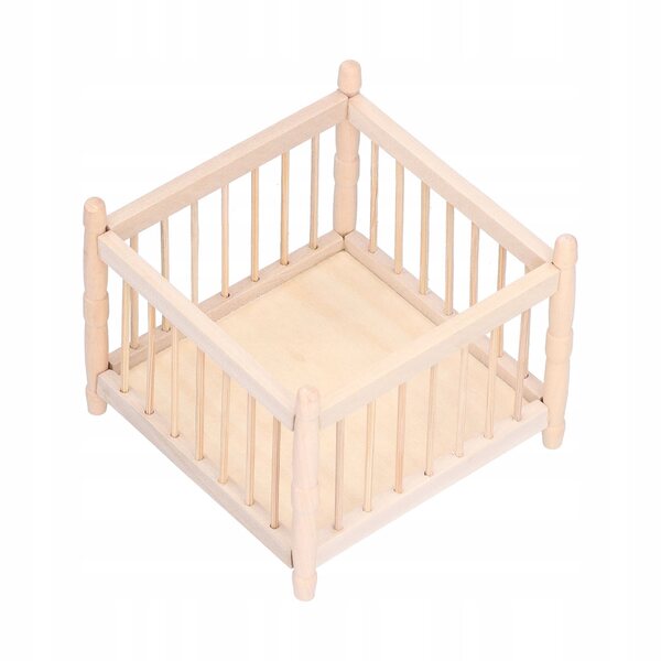 Letto 1:12 della casa delle bambole, culla in legno, sicura per il bambino