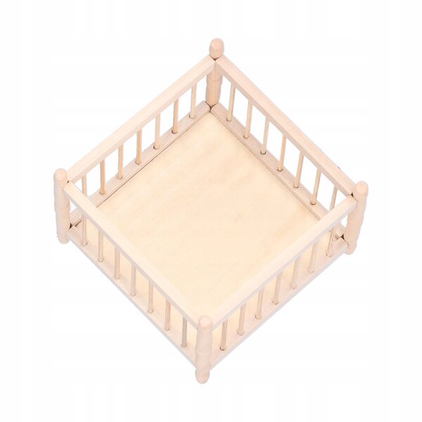Letto 1:12 della casa delle bambole, culla in legno, sicura per il bambino