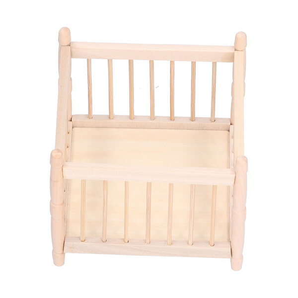 Letto 1:12 della casa delle bambole, culla in legno, sicura per il bambino