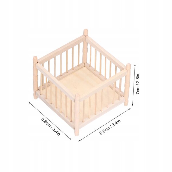Letto 1:12 della casa delle bambole, culla in legno, sicura per il bambino
