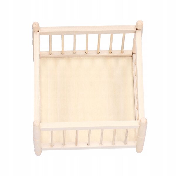 Letto 1:12 della casa delle bambole, culla in legno, sicura per il bambino