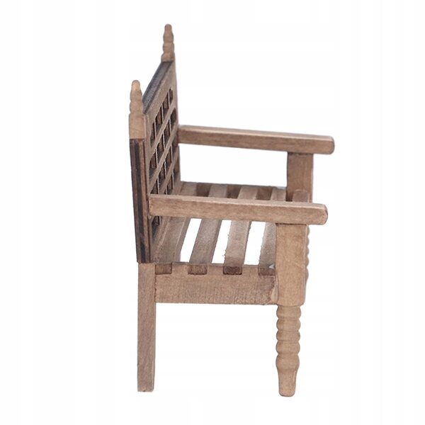 Miniatura panca da giardino 1:12 in legno di acero naturale non verniciata