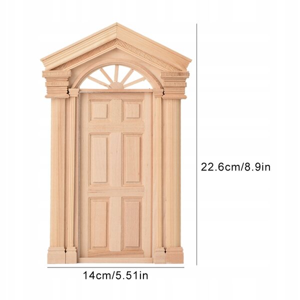 1:12 domek dla lalek Mini drewniane drzwi z wieżą dla lalek DIY S4