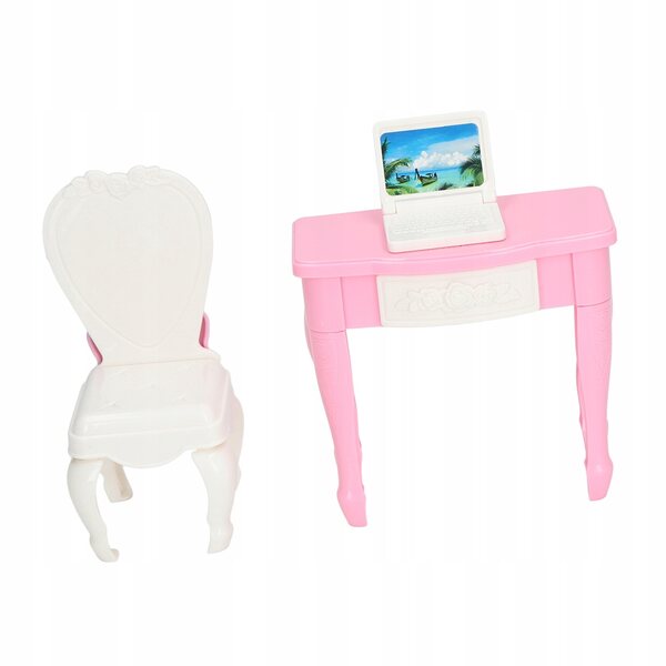 1:12 Miniaturmöbelset mit Laptoptisch und Stühlen für Puppenhaus
