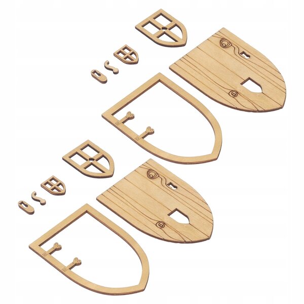 Set 2 porte e finestre in legno scala 1:12 per casa delle bambole e giardino