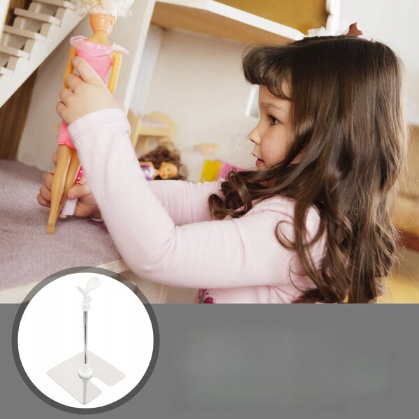 Stativo bianco in acciaio inox per esposizione bambole e action figure