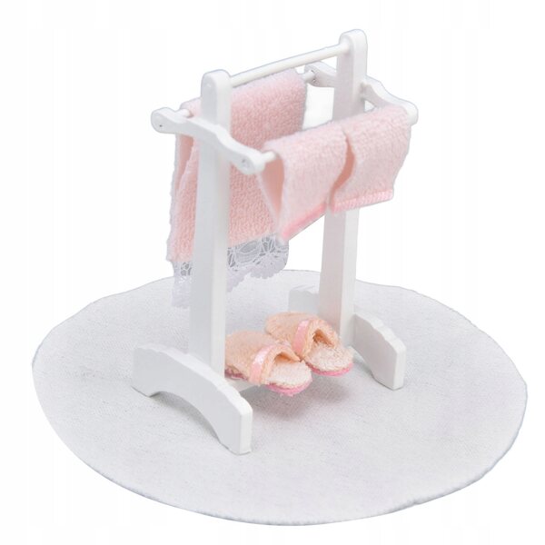 Miniatura 1:12 Porta Asciugamani e Tappeto per Casa delle Bambole Decorativo