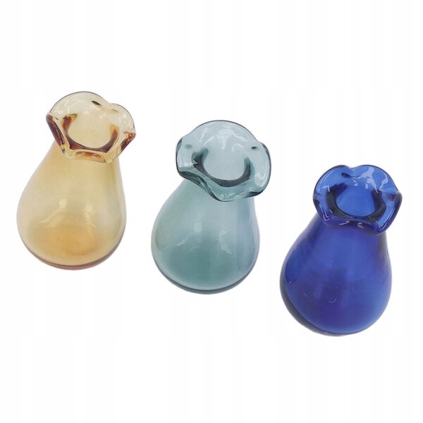 Set 3 Mini Vasi in Vetro per Casa delle Bambole Decorativi e Realistici