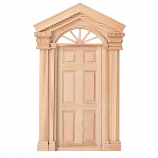 Miniatura Casa delle Bambole 1:12 con Porta in Legno e Torre - Decorazione Artigianale