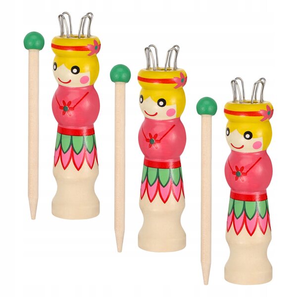 Set 3 Lalline in Legno per Maglia Facile e Creativa - Strumenti per Bambini