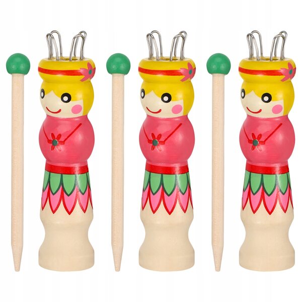 Set 3 Lalline in Legno per Maglia Facile e Creativa - Strumenti per Bambini