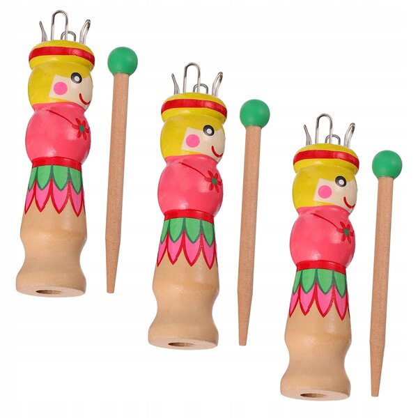 Set 3 Lalline in Legno per Maglia Facile e Creativa - Strumenti per Bambini